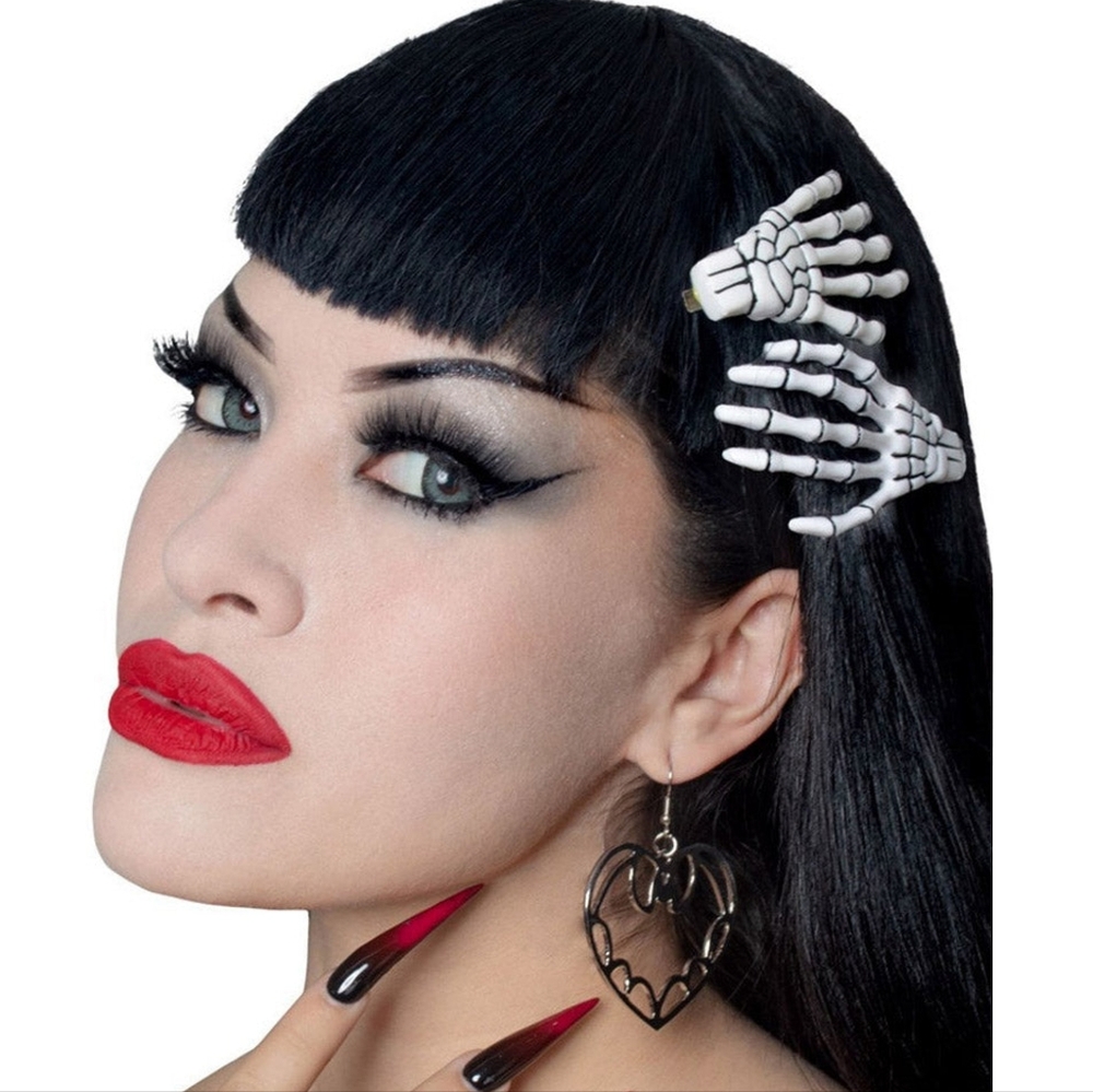 NEW Killstar White Skeleton Hands Gothic Punk Witchy Style Hair Clips